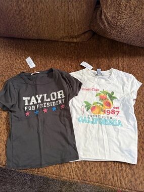 Tilly's Set of Two Girls' Crop Tops - Charcoal & White
